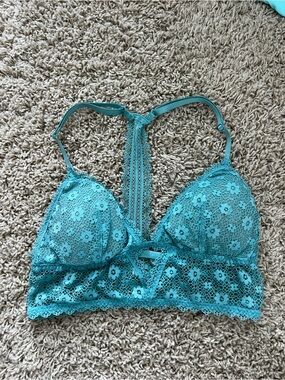 Victoria's Secret Teal Floral Lace Racerback Bralette